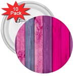 Pink wood 3  Buttons (10 pack)  Front