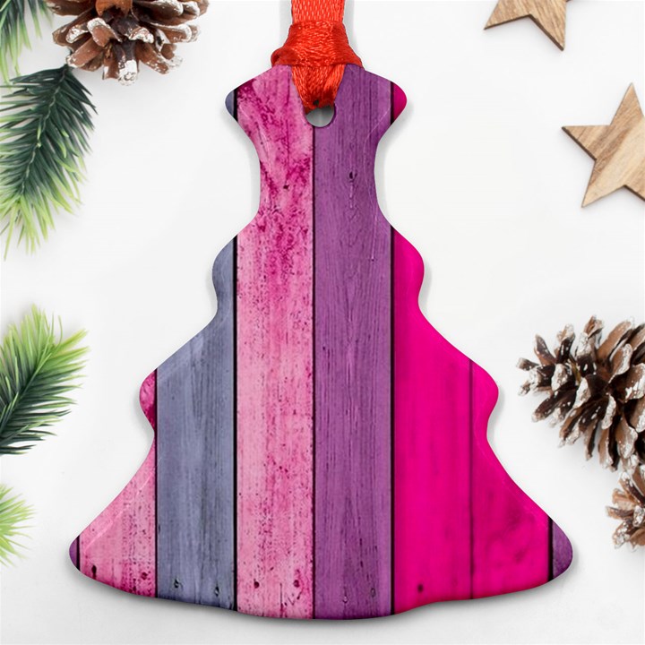 Pink wood Christmas Tree Ornament (Two Sides)