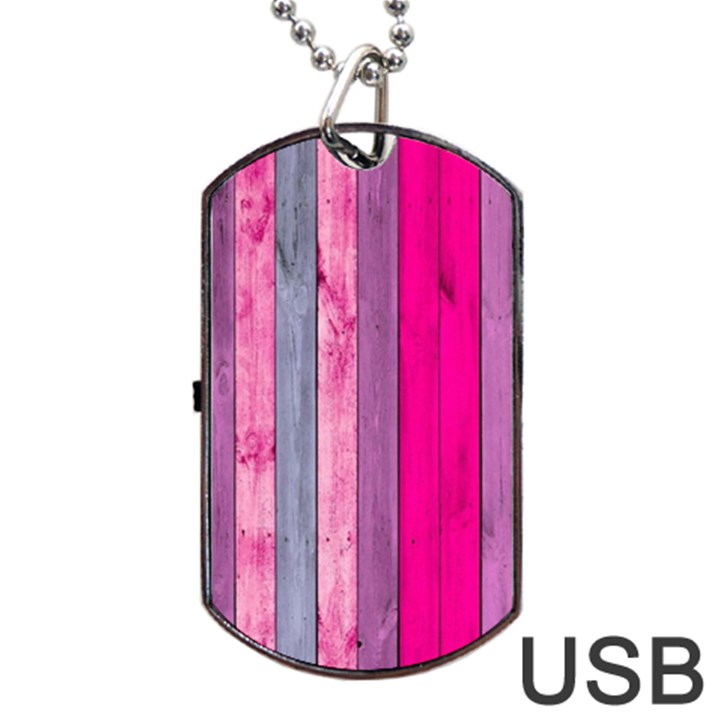 Pink wood Dog Tag USB Flash (One Side)