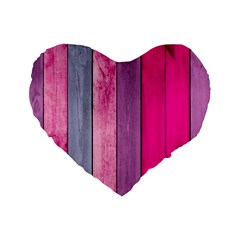 Pink Wood Standard 16  Premium Flano Heart Shape Cushions by Brittlevirginclothing