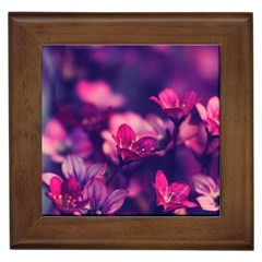 Blurry Flowers Framed Tiles by Brittlevirginclothing