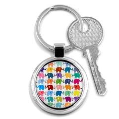 Cute Colorful Elephants Key Chains (round)  by Brittlevirginclothing