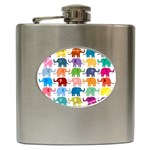 Cute colorful elephants Hip Flask (6 oz) Front