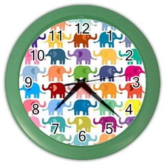 Cute Colorful Elephants Color Wall Clocks by Brittlevirginclothing