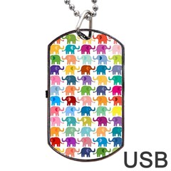 Cute Colorful Elephants Dog Tag Usb Flash (two Sides) by Brittlevirginclothing