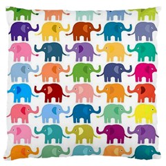 Cute Colorful Elephants Large Cushion Case (two Sides) by Brittlevirginclothing