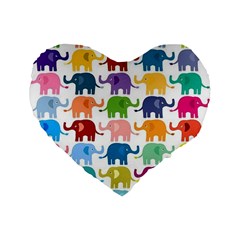 Cute Colorful Elephants Standard 16  Premium Heart Shape Cushions by Brittlevirginclothing