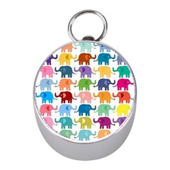 Cute Colorful Elephants Mini Silver Compasses by Brittlevirginclothing