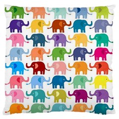 Cute Colorful Elephants Large Flano Cushion Case (one Side) by Brittlevirginclothing