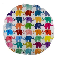 Cute Colorful Elephants Large 18  Premium Flano Round Cushions by Brittlevirginclothing