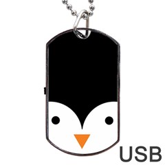 Cute Pinguin Dog Tag Usb Flash (one Side) by Brittlevirginclothing