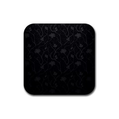 Dark Silvered Flower Rubber Coaster (square)  by Brittlevirginclothing