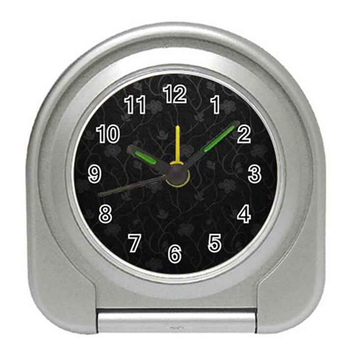 Dark silvered flower Travel Alarm Clocks