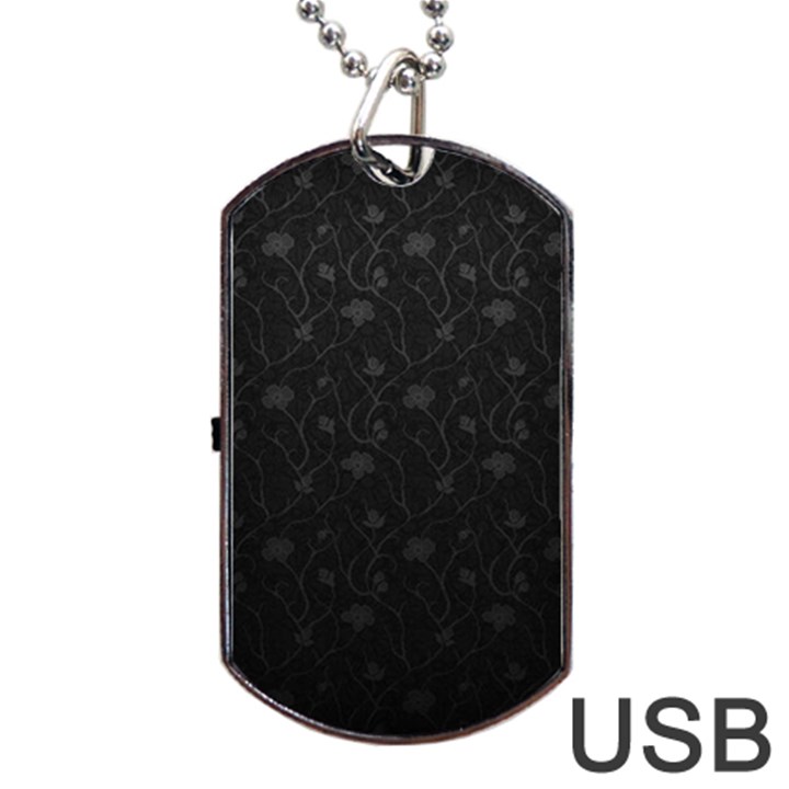 Dark silvered flower Dog Tag USB Flash (One Side)