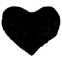 Dark Silvered Flower Large 19  Premium Heart Shape Cushions by Brittlevirginclothing