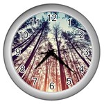 up view forest Wall Clocks (Silver)  Front