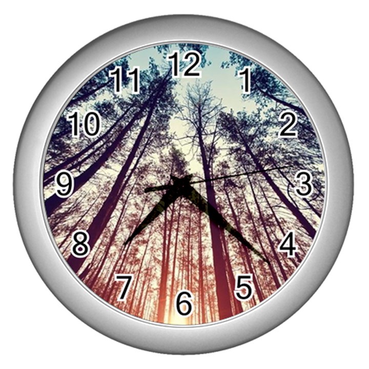 up view forest Wall Clocks (Silver) 