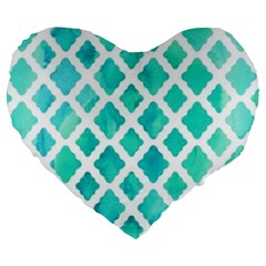 Blue Mosaic Large 19  Premium Flano Heart Shape Cushions by Brittlevirginclothing