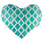 Blue mosaic Large 19  Premium Flano Heart Shape Cushions Front