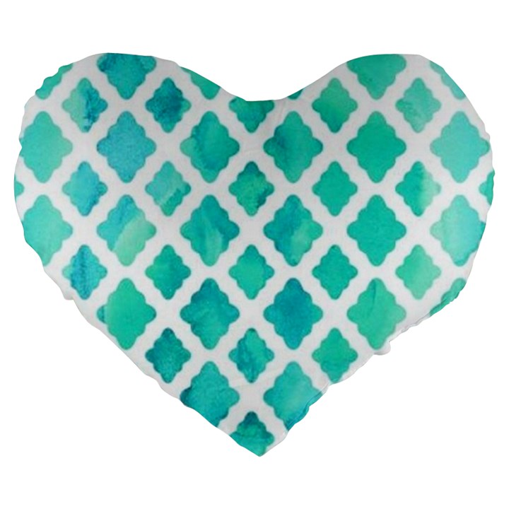 Blue mosaic Large 19  Premium Flano Heart Shape Cushions