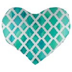 Blue mosaic Large 19  Premium Flano Heart Shape Cushions Back