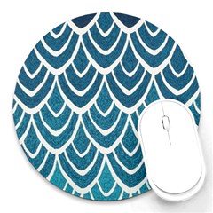 Blue Fish Scale Round Mousepads by Brittlevirginclothing