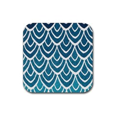 Blue Fish Scale Rubber Coaster (square)  by Brittlevirginclothing