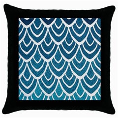 Blue Fish Scale Throw Pillow Case (black) by Brittlevirginclothing