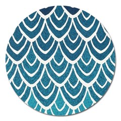 Blue Fish Scale Magnet 5  (round) by Brittlevirginclothing