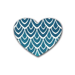 Blue Fish Scale Heart Coaster (4 Pack)  by Brittlevirginclothing