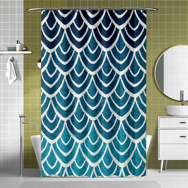 Blue fish scale Shower Curtain 48  x 72  (Small) 