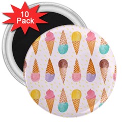 Cute Ice Cream 3  Magnets (10 Pack)  by Brittlevirginclothing