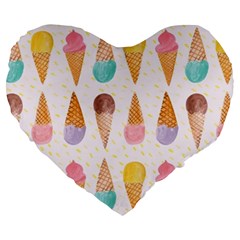 Cute Ice Cream Large 19  Premium Flano Heart Shape Cushions by Brittlevirginclothing