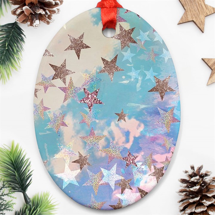 Pastel stars Ornament (Oval)