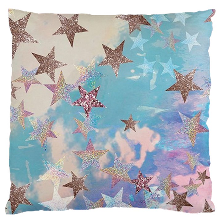 Pastel stars Large Flano Cushion Case (One Side)