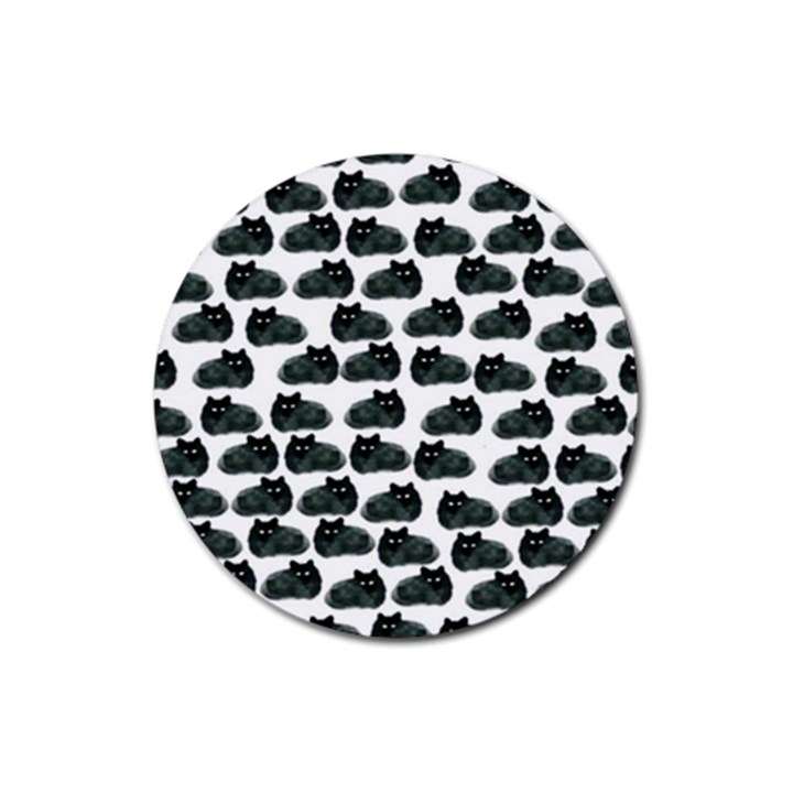 Black cat Rubber Coaster (Round) 