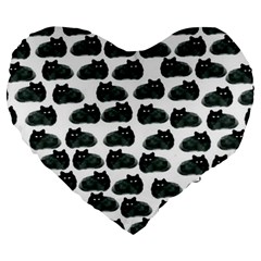 Black Cat Large 19  Premium Heart Shape Cushions by Brittlevirginclothing