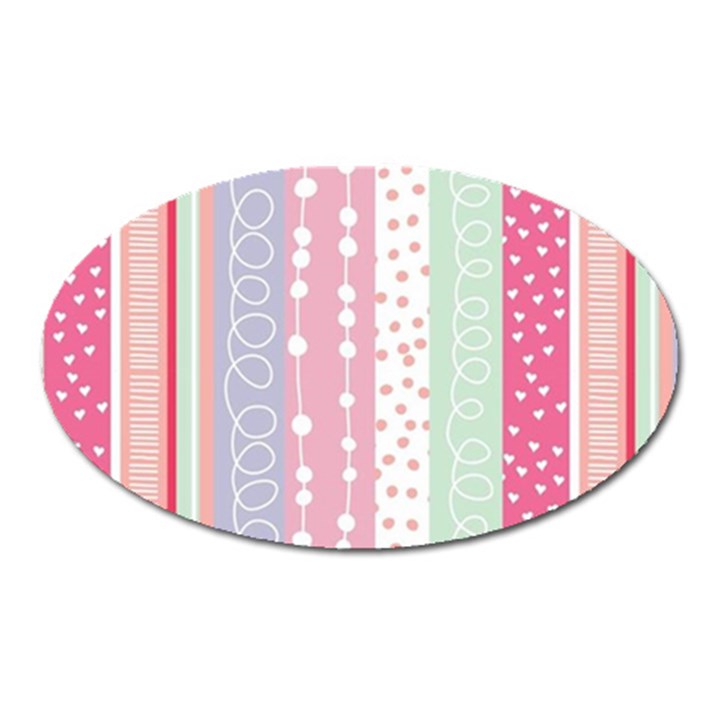 Pink wood Oval Magnet