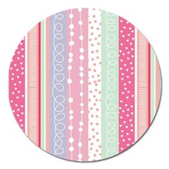 Pink Wood Magnet 5  (round) by Brittlevirginclothing