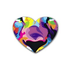 Colorful Lion Rubber Coaster (heart)  by Brittlevirginclothing