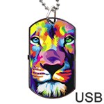 Colorful Lion Dog Tag USB Flash (One Side) Front