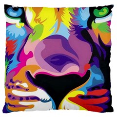 Colorful Lion Large Cushion Case (two Sides) by Brittlevirginclothing