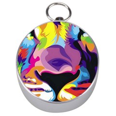 Colorful Lion Silver Compasses by Brittlevirginclothing