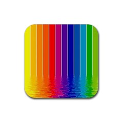 Faded Rainbow  Rubber Coaster (square)  by Brittlevirginclothing