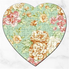 Vintage Pastel Flower Jigsaw Puzzle (heart) by Brittlevirginclothing