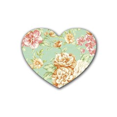 Vintage Pastel Flower Heart Coaster (4 Pack)  by Brittlevirginclothing