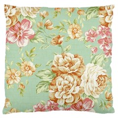 Vintage Pastel Flower Large Flano Cushion Case (two Sides) by Brittlevirginclothing