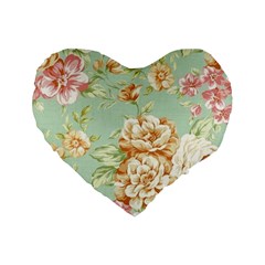 Vintage Pastel Flower Standard 16  Premium Flano Heart Shape Cushions by Brittlevirginclothing