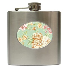 Vintage Pastel Flower Hip Flask (6 Oz) by Brittlevirginclothing