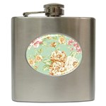 Vintage pastel flower Hip Flask (6 oz) Front